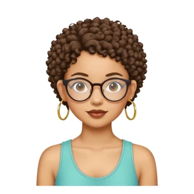 a lightskin mixed girl with hoop earrings and curly hair with glasses and an arabic girl with pixiee cut sticker