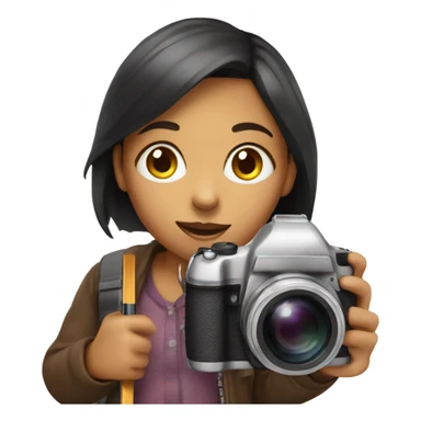 girl with a camera and a pencil sticker