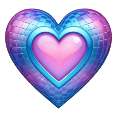 glitter heart with checkered multi-color pattern sticker