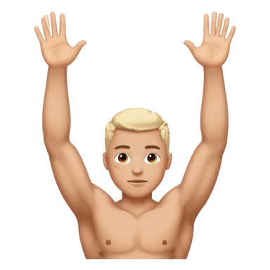 Una persona levantando los brazos y que en el brazo derecho tenga un 6 y en el otro un 7 sticker