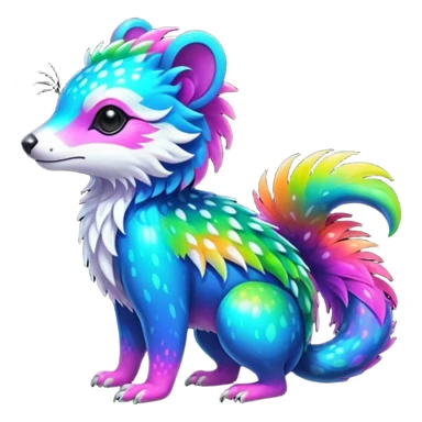 Colorful neon-colored tropical exotic shiny beautiful fantasy-Cacomistle-oncilla-animal-hybrid (full body) sticker