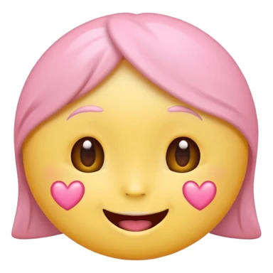 cute emoji, heart eyes, playful grin, pastel pink and yellow sticker