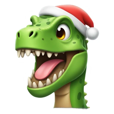 Happy dinosaur with Santa hat sticker