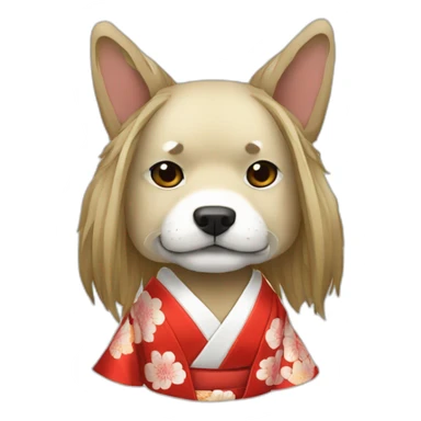 hot-guy-noh-dog-mask-longhair-japanese-kimono sticker