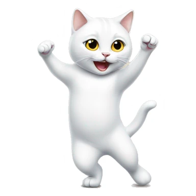 White British cat dancing  sticker