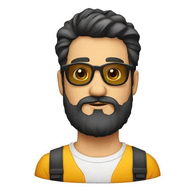 moreno cabello corto gafas redondas barba sticker