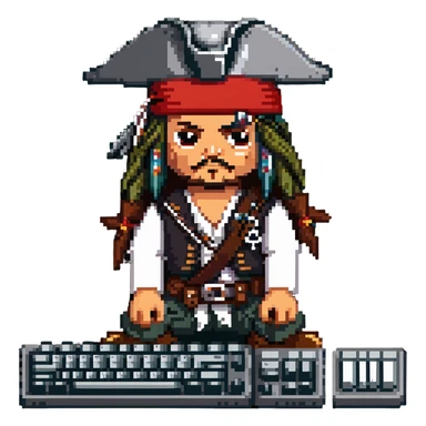 Captain Jack Sparrow as a serious coder sticker