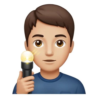 Night time story with flash light shining up on face sticker