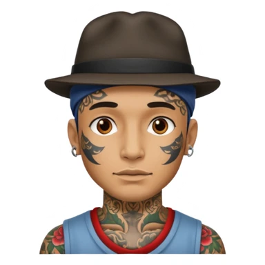 hat wearing tattooed man head sticker