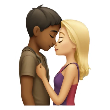 blonde girl kisses peruvian boy sticker