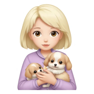 Pastel anime lady holding puppy sticker