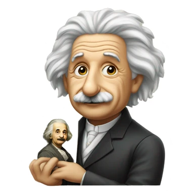 Albert Einstein holding a portrait of the Mona Lisa sticker