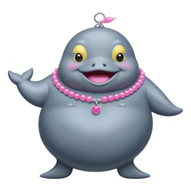 dancing fat whale with pink necklace sticker