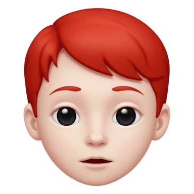 Red kid with prue black eyes and mouth sticker