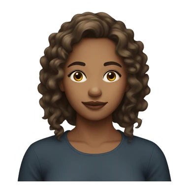 A young woman with light brown skin, black long curls sticker