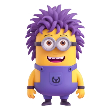 purple minion with crazy hair sticker