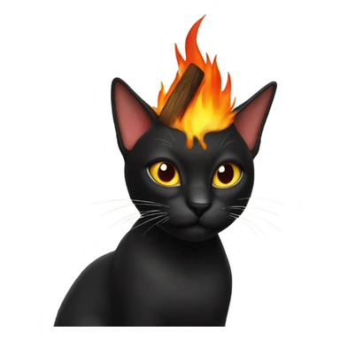 Black cat working with fire on top of her head sticker