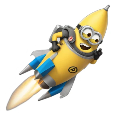minion riding on a rocket laughs loudly sticker