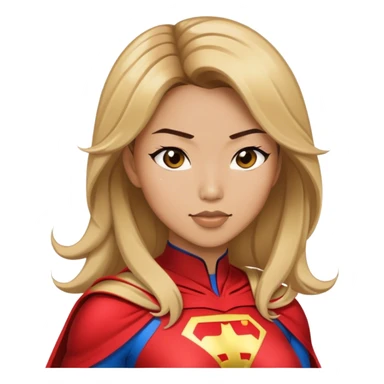 Asian superhero wife with brown hair and blonde highlights sticker