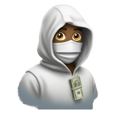 a mysterious guy in hoode with mask of money sticker