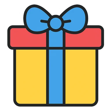 colored gift box with ribbon icon sticker