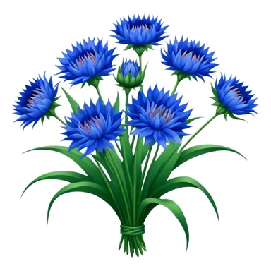luxuriant, big bouquet Cornflower, stem, leaf sticker