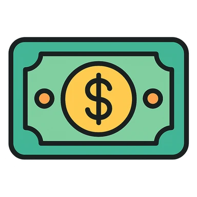 dollar bill icon with color outline sticker