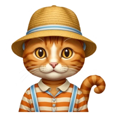 cat wearing gondolier striped shirt and hat sticker