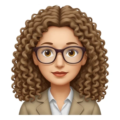 woman 50 years old dark blond long curly hair, brown eyes ans rectangle glasses sticker