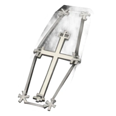 a black coffin with a cross sticker