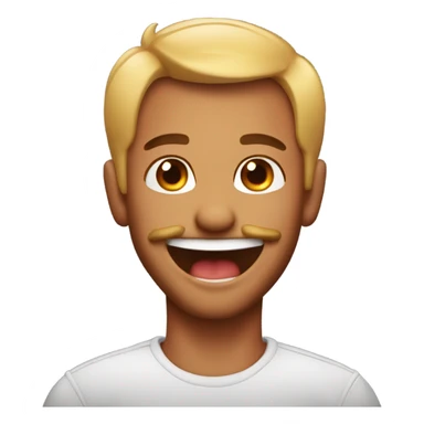 happy boy with facial hair devil style sticker