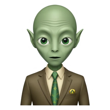 Green tall alien wearing Louis Vutton suit sticker