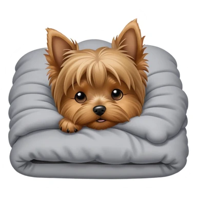 Yorkshire terrier sleeping on bed sticker