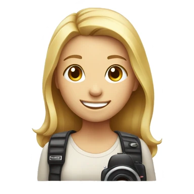 smiling girl with camera sticker