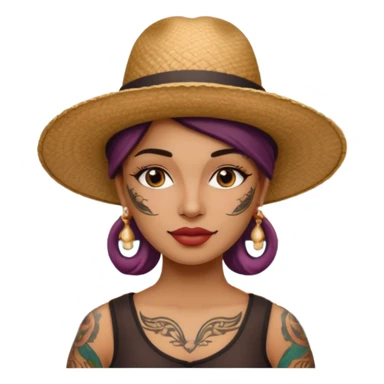 tattoed face venice gondolier with iconic hat woman sticker