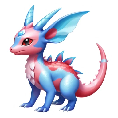 Colorful Shiny Exotic Amaura-Salandit-Aurorus-Sylveon-Fakémon-hybrid-creature (full body)  sticker