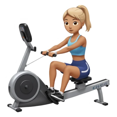 women  workout on erg machine rowing 
 sticker
