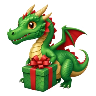 a dragon is holding a gift sticker