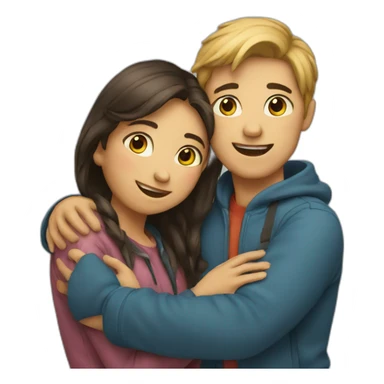 Boy & girl hugging sticker