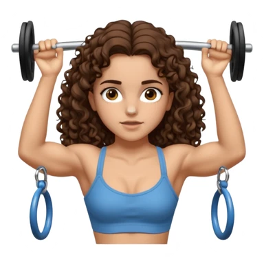 full body, very beautiful italian girl, dark brown eyes, looking like Emma Watson, with curly and big volume very bright brown hair, and a golden piercing ring in nose on left side, doing pull up, muscled

 sticker