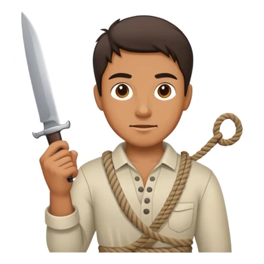 Guy with a knife and rope sticker