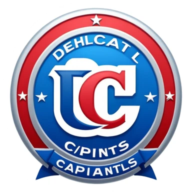 Delhi Capitals cricket team logo, blue and red color scheme with DC letters sticker