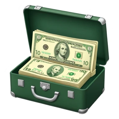 light beige banknotes in an open dark green case sticker