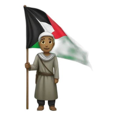 Muslim holding Palestine flag sticker