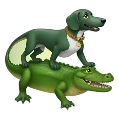 Un chien sur un crocodile sticker