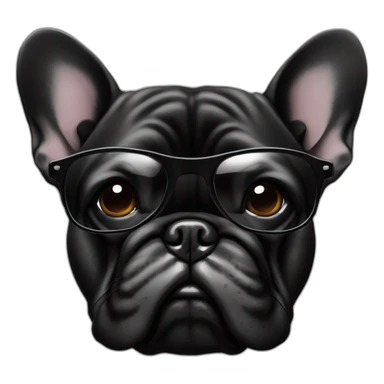 Bouledogue français noir avec des lunettes de soleil noir avec relief brin  sticker