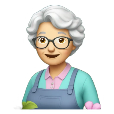 granny working in the garden sticker