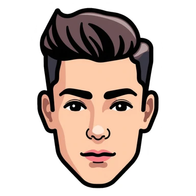 young man face, modern haircut sticker