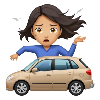 Asian woman crashing car sticker