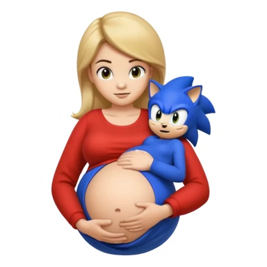 pregnant mario with belly being held by sonic sticker